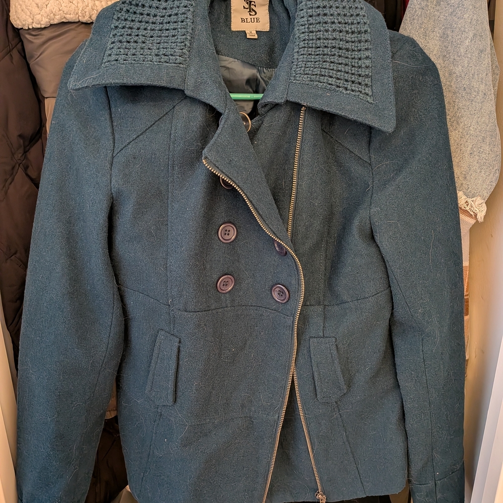STS Blue Teal Double-Breasted Pea Coat